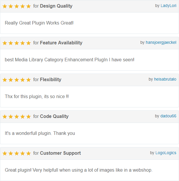 Reviews Media Library category plugin for WordPress